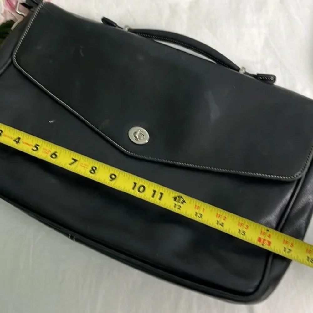 Vintage Coach Unisex Large Black Leather Briefcase Laptop Bag - Picture 3 of 4